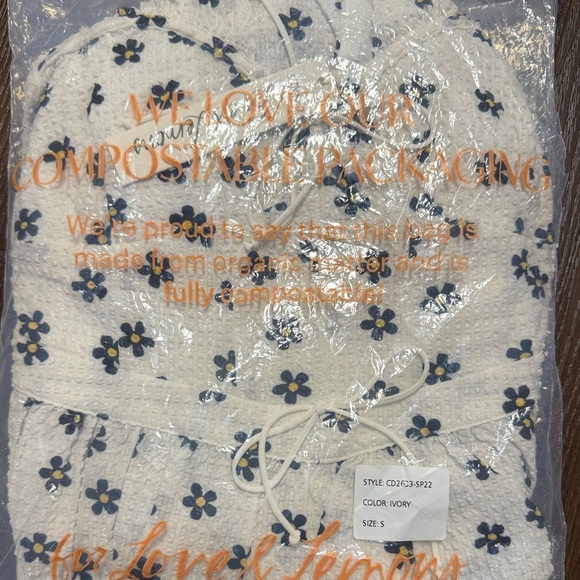 For Love & Lemons Connie Cottagecore Mini Dress White Yellow Floral Fairycore SM - Picture 4 of 5